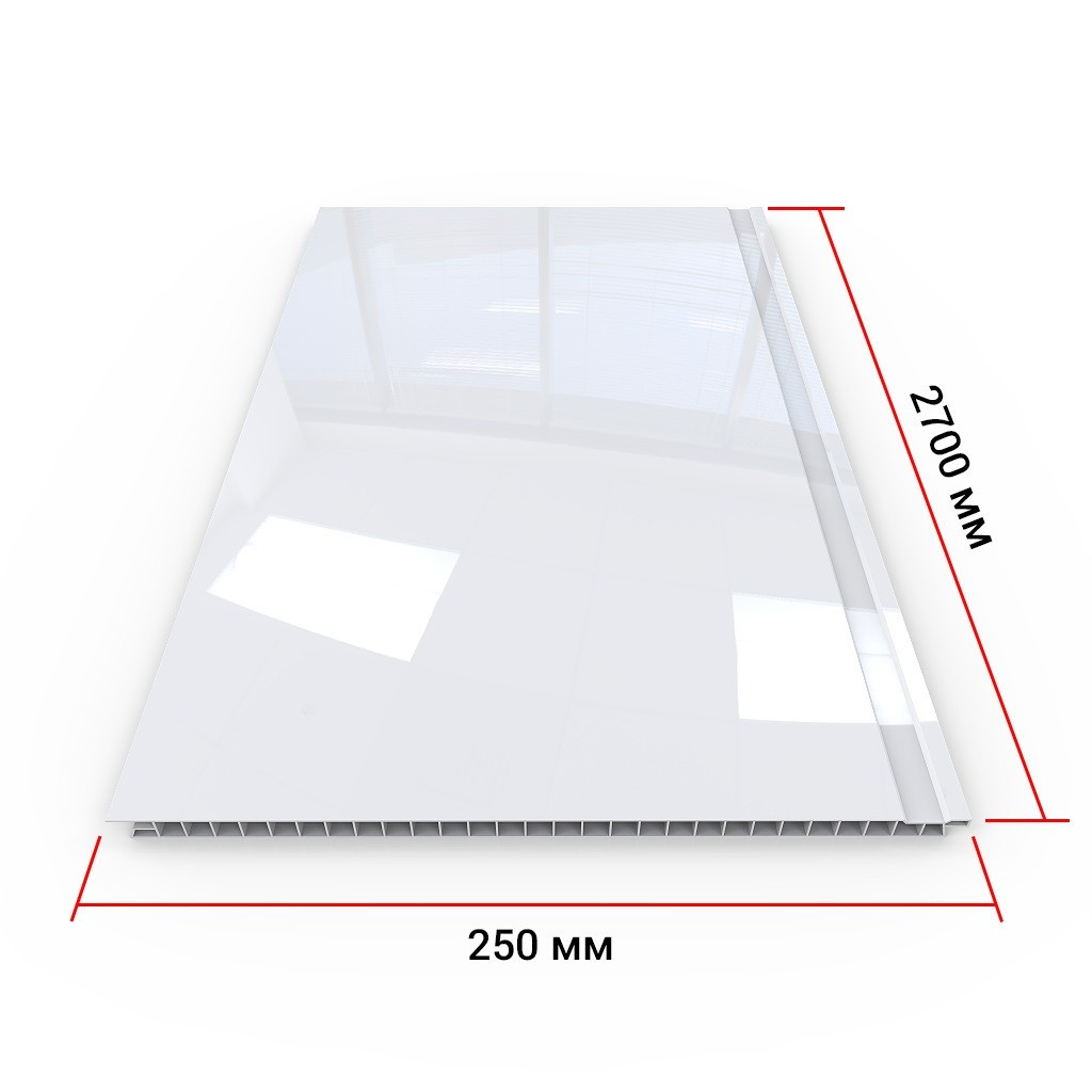 Панель ПВХ Оптпласт Белая глянцевая 2700х250х8 мм Купить, стоимость, заказ