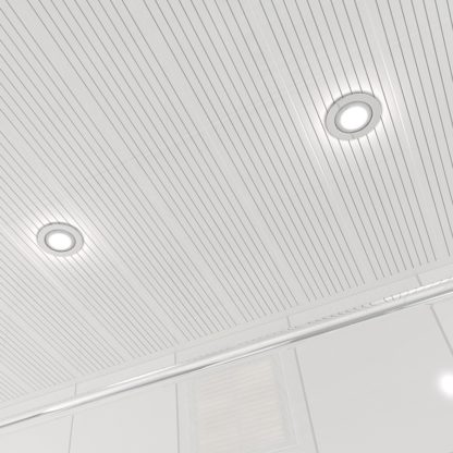 Потолок реечный Cesal B19 Жемчужно-белый с металлической полосой 100х3000 мм